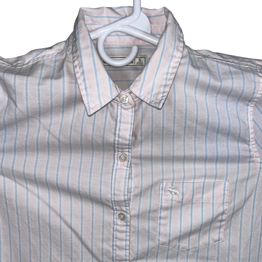 Abercrombie & Fitch Men's Small Pink Blue Striped Button Down Long Sleeve Shirt